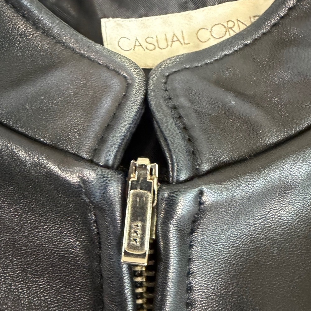 Genuine Leather Jacket Black M Moto Minimalist Biker Classic - Picture 7 of 10